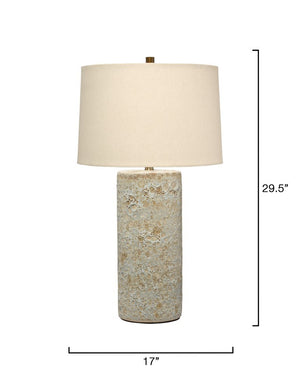 Lava Handcrafted Ceramic Table Lamp with Reactive Glaze Finish and Linen Drum Shade