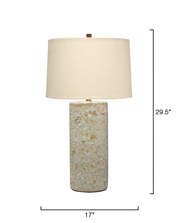 Lava Handcrafted Ceramic Table Lamp with Reactive Glaze Finish and Linen Drum Shade