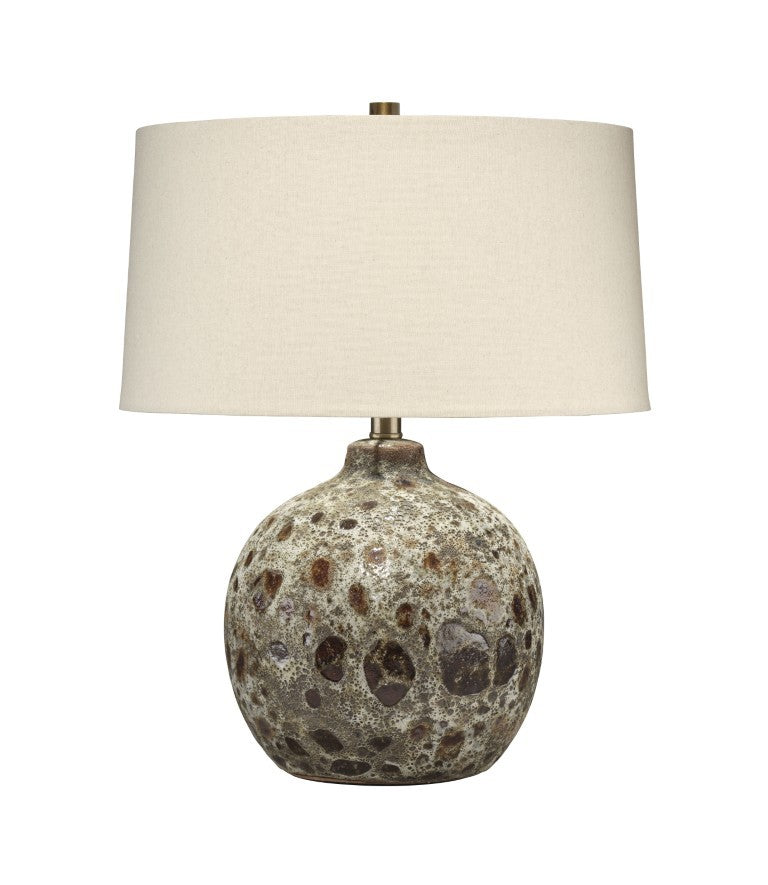 Jamie Young Co. Magma Handcrafted Ceramic Table Lamp with Lava Glaze Finish and Linen Drum Shade 9MAGMATLVB