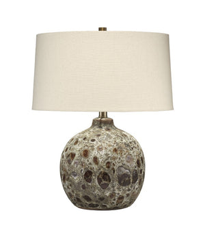 Jamie Young Co. Magma Handcrafted Ceramic Table Lamp with Lava Glaze Finish and Linen Drum Shade 9MAGMATLVB