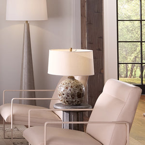 Magma Handcrafted Ceramic Table Lamp with Lava Glaze Finish and Linen Drum Shade