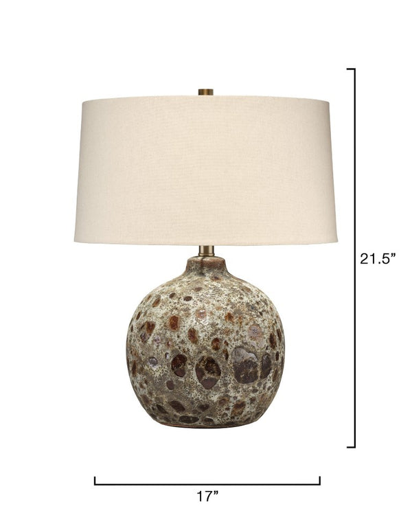 Magma Handcrafted Ceramic Table Lamp with Lava Glaze Finish and Linen Drum Shade