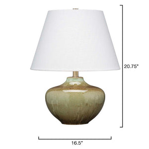 Monroe Handcrafted Ceramic Table Lamp with Linen Shade and Antique Brass Hardware