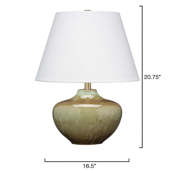 Monroe Handcrafted Ceramic Table Lamp with Linen Shade and Antique Brass Hardware