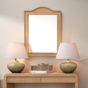 Monroe Handcrafted Ceramic Table Lamp with Linen Shade and Antique Brass Hardware