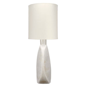 Moon Hand-glazed Ceramic Table Lamp with Linen Oval Shade Artisan Speckled Base