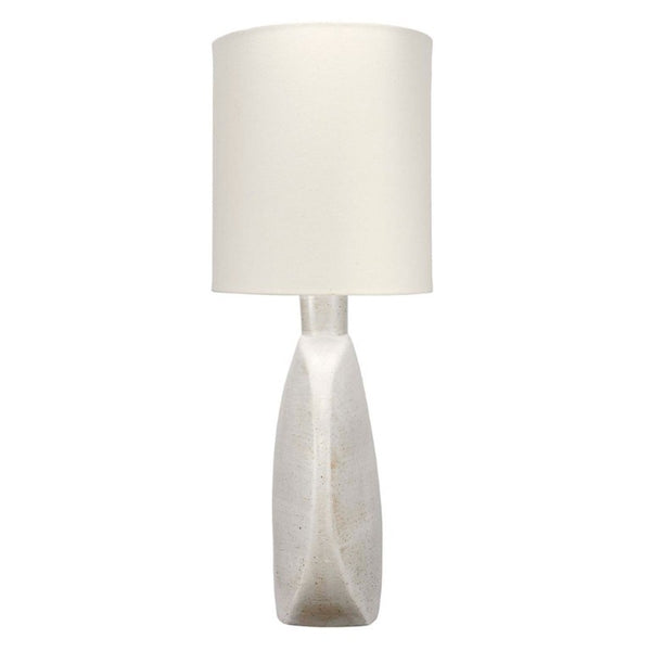 Moon Hand-glazed Ceramic Table Lamp with Linen Oval Shade Artisan Speckled Base
