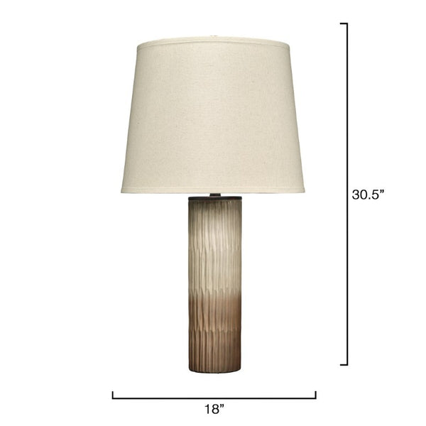 Phoenix Hand-cut Glass Table Lamp with Linen Shade Soft Ombre Neutral Tones