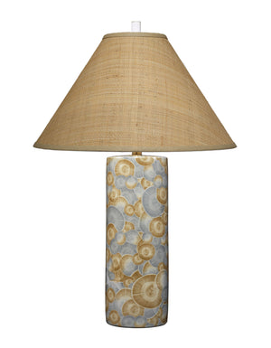 Jamie Young Co. Serene Ceramic Table Lamp With Raffia Shade Blue Ceramic 9serenetlbl