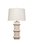 Trousdale Modern Polyresin Table Lamp with Textured Cream Finish & White Linen Drum Shade, 29.5