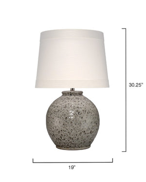 Vagabond Handcrafted Ceramic Table Lamp with Reactive Glaze and Linen Cone Shade