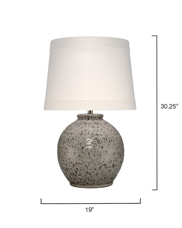 Vagabond Handcrafted Ceramic Table Lamp with Reactive Glaze and Linen Cone Shade