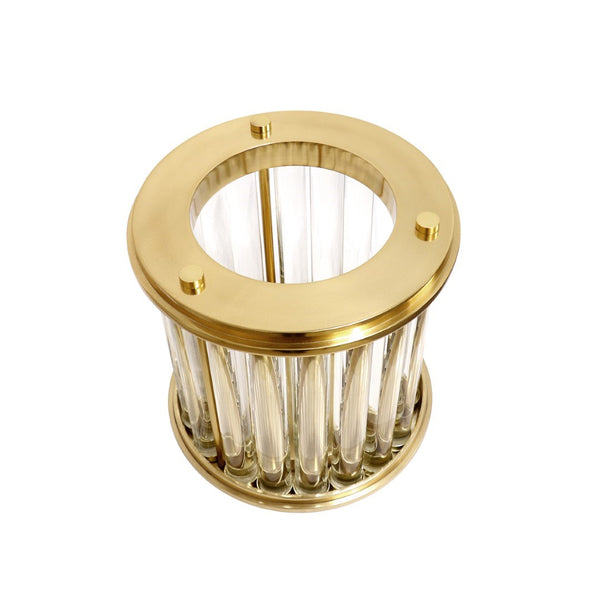 Pasargad Home Lucian Art Deco Lucite & Stainless Steel Hurricane - Unique Handcrafted Decor Piece Clear Lucite & Stainless Steel Psac-100m