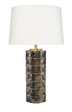 Wright Ceramic Table Lamp with Iridescent Espresso Glaze & Linen Shade for Chic Home Décor