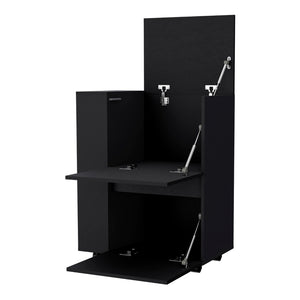English Elm Logan Rolling Bar Cart with Cabinet Storage and Open Shelves for Entertaining B128P460145
