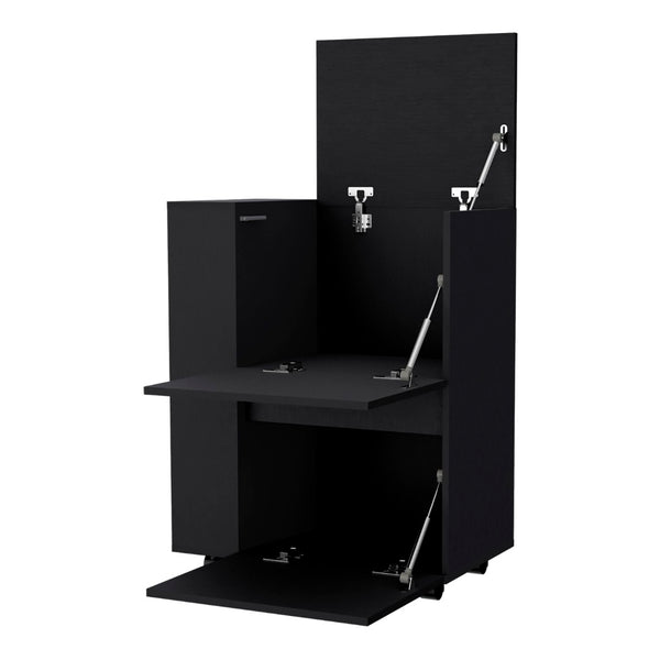 English Elm Logan Rolling Bar Cart with Cabinet Storage and Open Shelves for Entertaining B128P460145