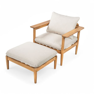 English Elm Christopher Knight Home® - Terassi Outdoor Acacia Wood Lounge Set - Stylish Chair & Ottoman For Ultimate Patio Comfort N775P248796T