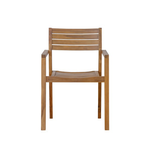 English Elm U_style Solid Acacia Wood Outdoor Dining Set Seats Four with Umbrella Hole Patio Natural WY000477AAO