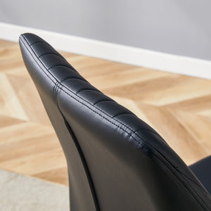 English Elm Luxury Black Pu Dining Chairs Set Of 4 - Ergonomic Comfort With Vertical Stripe Design & Metal Legs W1151P282693