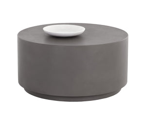 Sunpan Rubin Coffee Table - Contemporary Round Design for Indoor and Covered Outdoor Spaces, Unique Style Grey