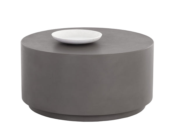 Sunpan Rubin Coffee Table - Contemporary Round Design for Indoor and Covered Outdoor Spaces, Unique Style Grey