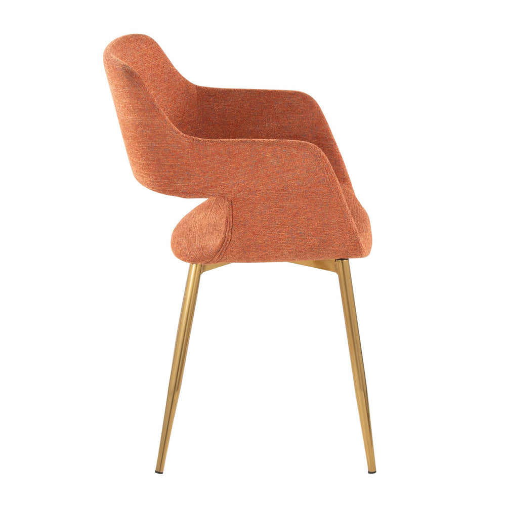 English Elm Margarite Contemporary Dining/Accent Chairs Set Of 2 - Gold Metal & Orange Fabric, Chic Comfort! B202S01264