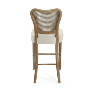 English Elm Christopher Knight Home® - BARSTOOL( Vintage Retro Set of 2) Fabric Seat Rubberwood Frame Cane Weave Durable Comfort Stylish Appeal N779P171193B