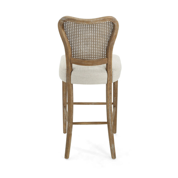 English Elm Christopher Knight Home® - BARSTOOL( Vintage Retro Set of 2) Fabric Seat Rubberwood Frame Cane Weave Durable Comfort Stylish Appeal N779P171193B