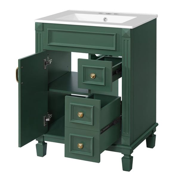 English Elm 24" Stylish Bathroom Vanity With Ceramic Sink & Soft-Close Drawers, Perfect For Small Spaces! N710P318989F