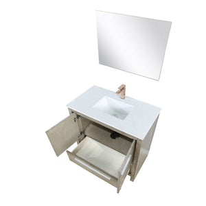 English Elm Rustic Acacia Bath Vanity Set With Cultured Marble Top, Rose Gold Faucet & Matching Framed Mirror B2731S02074-GIGA