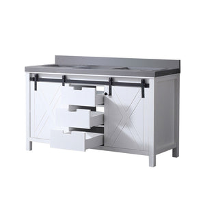 English Elm White Double Bath Vanity With Grey Quartz Countertop – Elegant Design, Ample Storage & Soft-Close Doors B2731P260037-GIGA