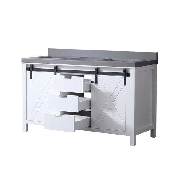 English Elm White Double Bath Vanity With Grey Quartz Countertop – Elegant Design, Ample Storage & Soft-Close Doors B2731P260037-GIGA