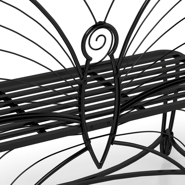 English Elm Butterfly Cast Metal Garden Bench - Elegant Butterfly Design, Durable Cast Iron Outdoor Seating W2167P190136