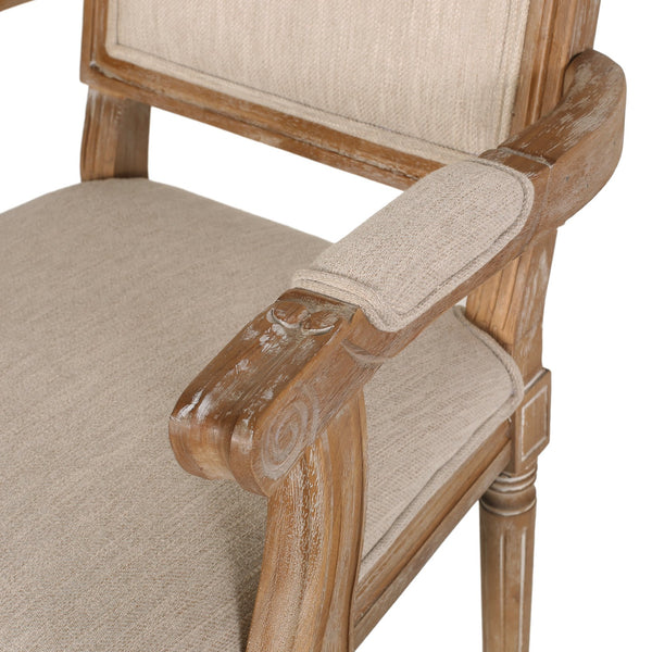 English Elm Christopher Knight Home® - Upholstered Dining Chair Set of 2 with Rubber Wood Legs, French Country Queen Anne Style Comfort and Flair Beige+Natural 71239.00BGENTL