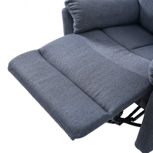 English Elm Manual Swivel Rocking Recliner Dark Blue Linen — 360° Glider, Adjustable Back & Leg Support Comfort W2121P371019