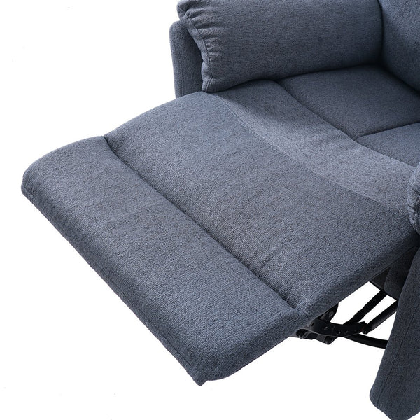 English Elm Manual Swivel Rocking Recliner Dark Blue Linen — 360° Glider, Adjustable Back & Leg Support Comfort W2121P371019