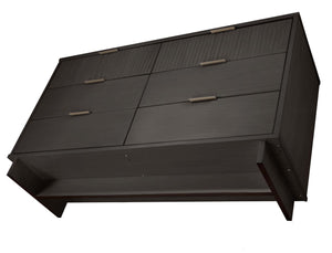 English Elm Granville 55" Dresser In Charcoal Gray - Chic 6-Drawer Storage With Ribbed Fronts & Gold Handles B365S00090