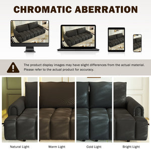 English Elm 90.2" Plush Teddy Fabric Convertible Sleeper Sofa with Hidden Storage for Living Room Black W1885S00313