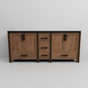 English Elm Rustic Barnwood Double Bath Vanity 80" W X 22" D, Cultured Marble Top, Soft-Close Storage & Style B2731P260746-GIGA