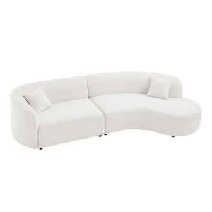 English Elm Luxury Modern Curved Boucle Sofa with Chaise Right-Facing 2-Piece Sectional White, No Assembly, Plush Comfort W876S00299