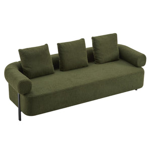 English Elm Christopher Knight Home® - 78" Modern 3-Seater Upholstered Sofa with Plush Pillows, Bouclé Fabric, Sturdy Frame, Cozy Style Green N767P308857G