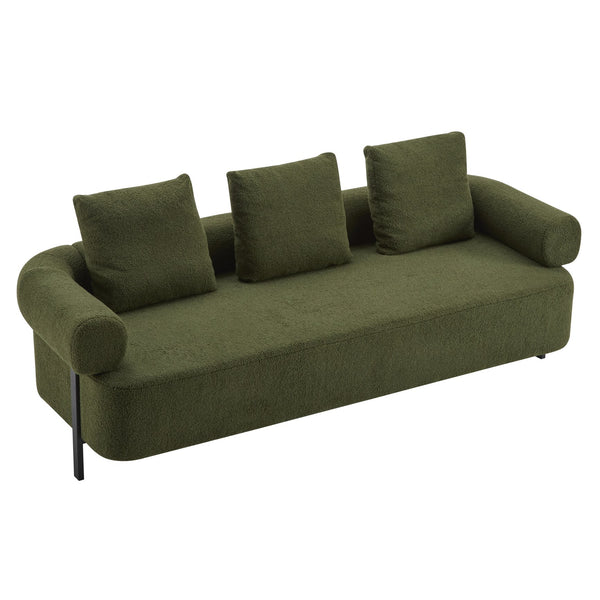 English Elm Christopher Knight Home® - 78" Modern 3-Seater Upholstered Sofa with Plush Pillows, Bouclé Fabric, Sturdy Frame, Cozy Style Green N767P308857G