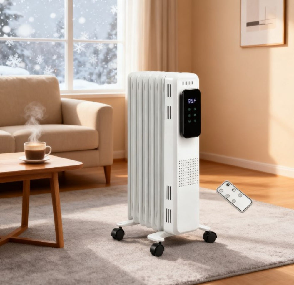 English Elm Freestanding Tower Space Heater with Remote Timer and Oscillating Warmth for Any Room T3971P414279