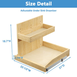 English Elm Under Sink Pull Out Organizer Birch Oak Wood Two Tier Soft Close Kitchen Bath T3210P277245