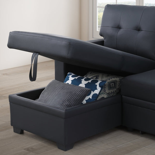 English Elm Convertible Upholstered Sectional Sofa with Pull-out Chaise Sleeper and Storage B2730S00008