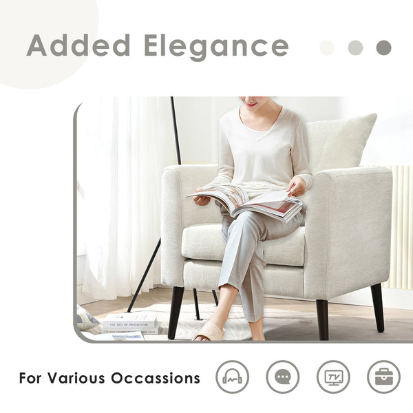 English Elm Modern Chenille Accent Chair — Ergonomic Padded Armchair with Wood Legs, Mid-Century Lounge Seat w/ Pillow W1028P188580