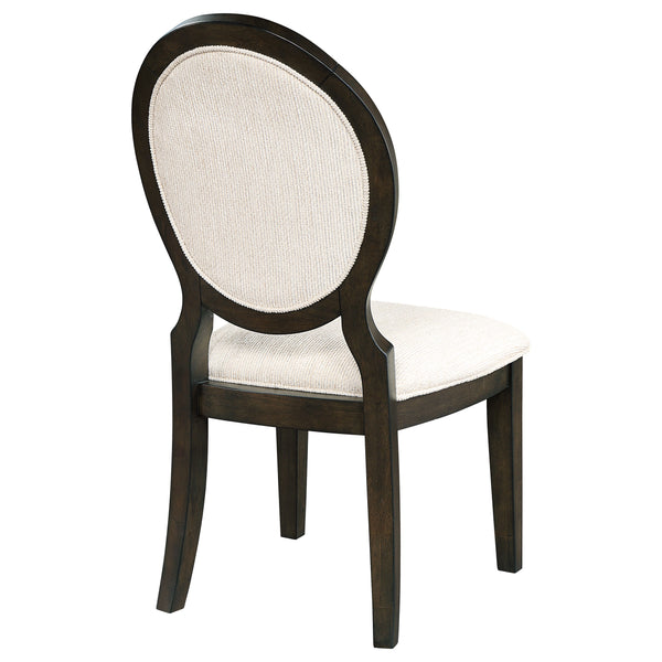 English Elm Fulton Dark Cocoa Oval Back Dining Side Chair Set of 2 — Cream Chenille Upholstery, Elegant Curves, Sturdy Wood Frame B062P375552