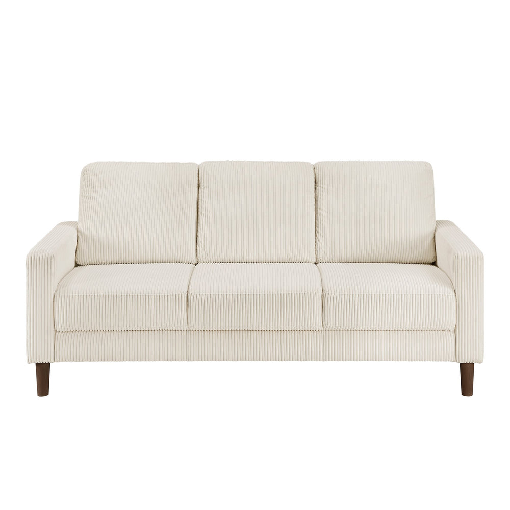 English Elm Modern Track Arm Beige Corduroy Sofa – 3-Seater Comfortable Cushions, Faux Wood Legs, 76.5" Wide B011P359660