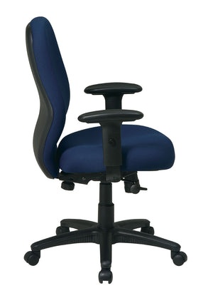 OSP Home Furnishings Mid Back Ergonomic Manager Chair with Synchro Tilt Lumbar Support and Padded Arms Navy 3121-225