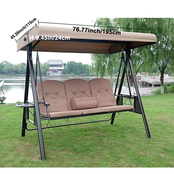English Elm Garden Replacement Canopy Top for GT Porch Swing Model GCS00229C UV Resistant Polyester Cover, Retractable Shade Compatible with 12x9ft Pergola Frame Beige W419P329179